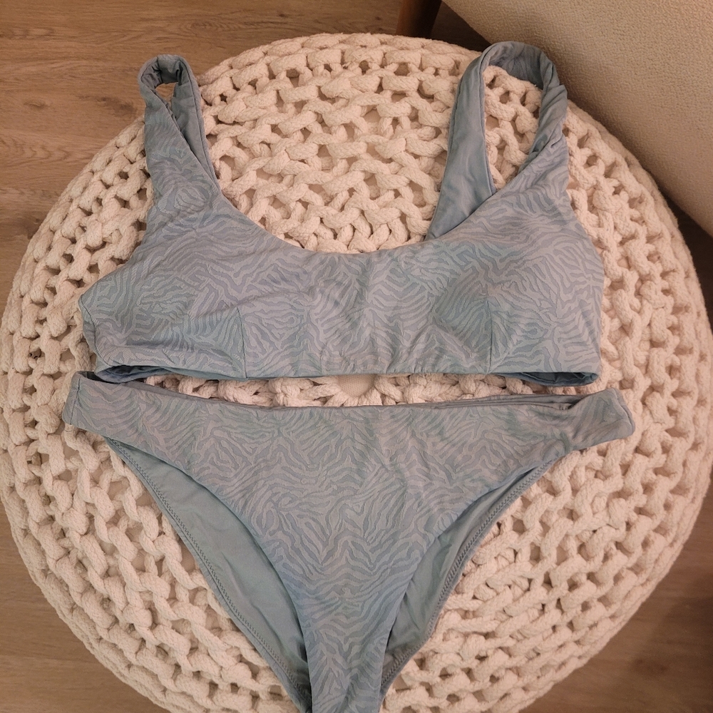RVCA run wild animal print light blue bikini set